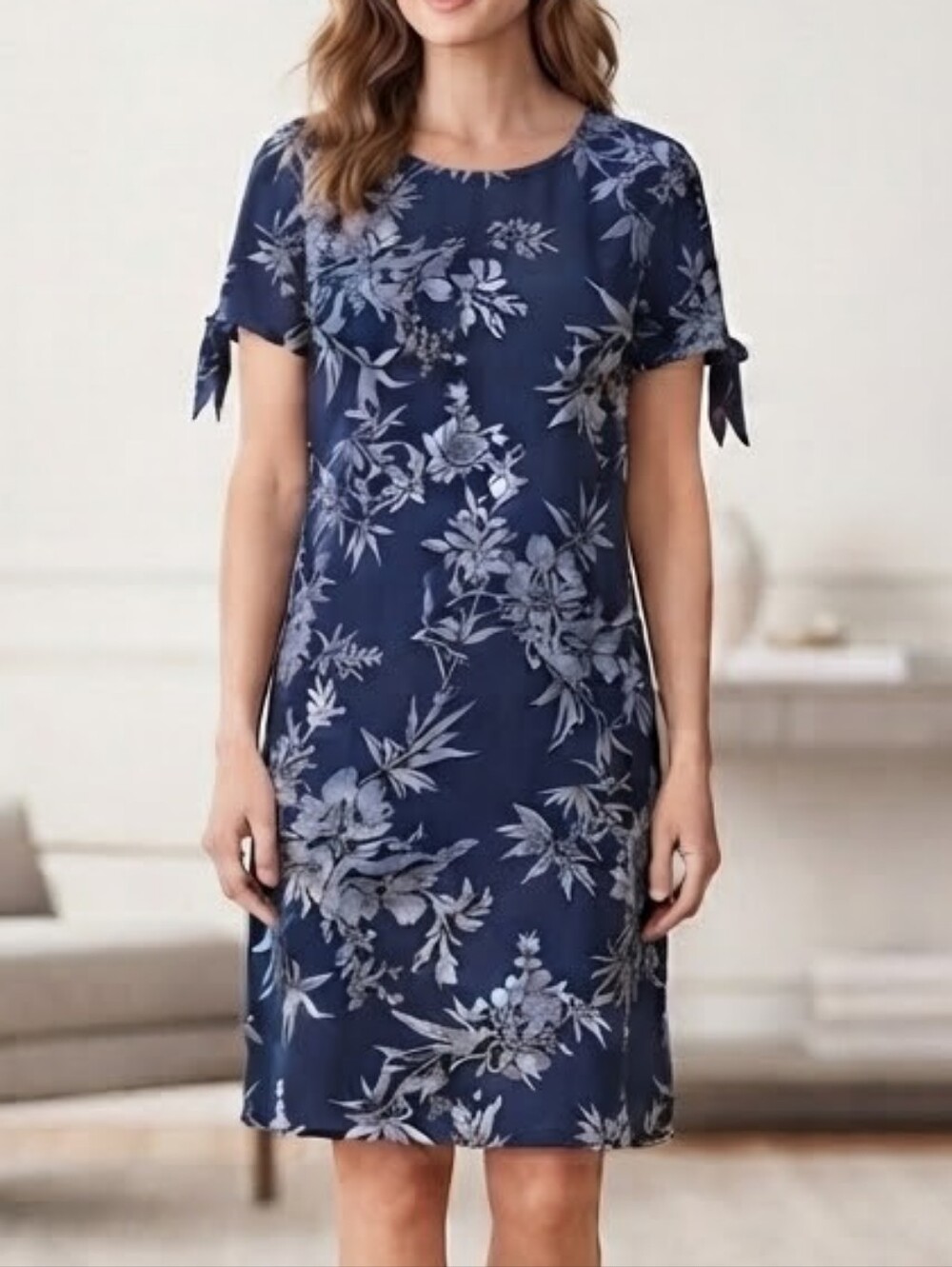 BRAND NEW w/TAGS Floral Tie-Sleeves Shift Shirtdress Dress Sz 14